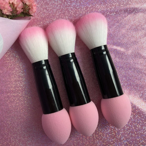 1pc Professional blusher brush Nylon Make up Brushes Two Head Metal Cosmetic Tools with Sponge drop shipping