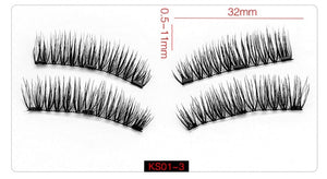 Shozy Magnetic eyelashes with 3 magnets handmade 3D magnet lashes natural false eyelashes comfortable with Gift Box-KS02-3